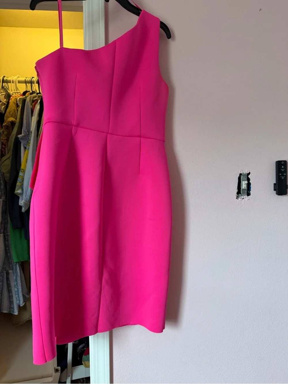 Eliza J One-Shoulder Hot Pink Cocktail Dress